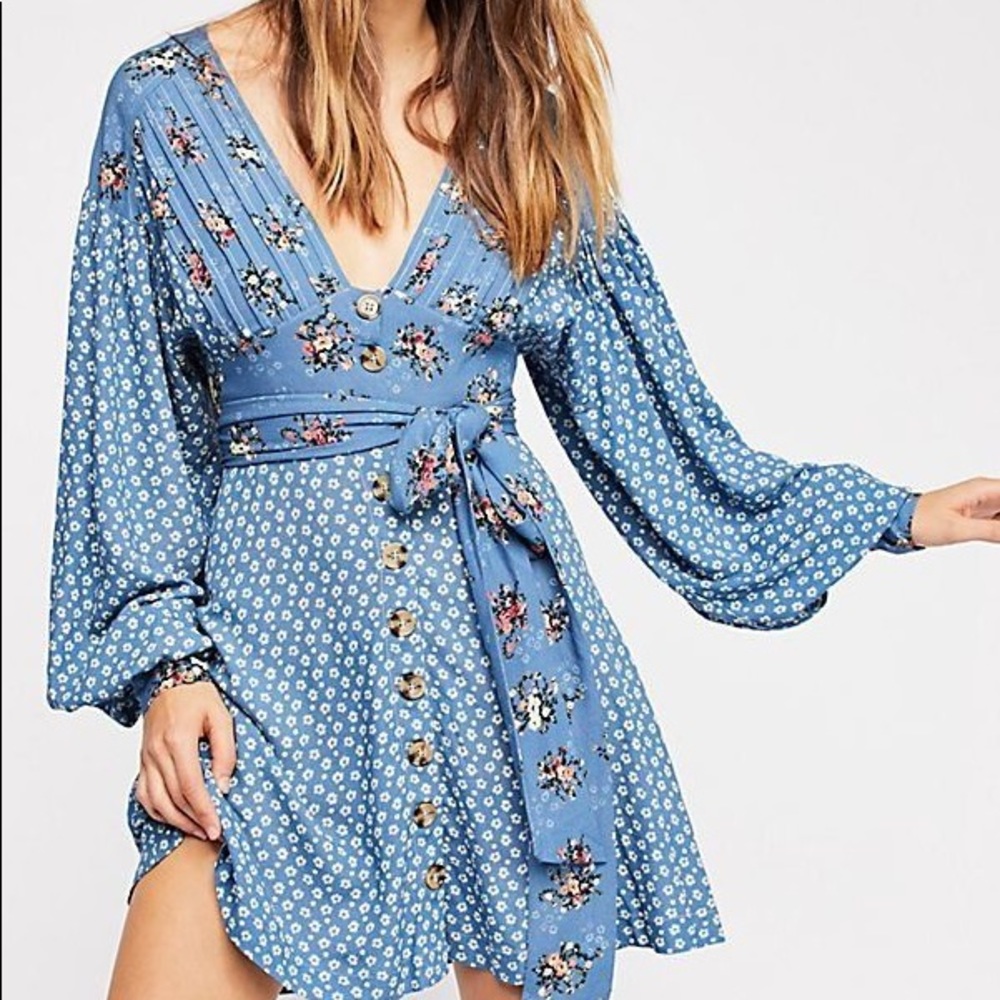 Free People Wonderland Tie Print Mini Dress